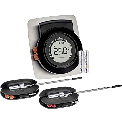 TFA Dostmann 14.1513 Wireless Thermometer Hyper BBQ, kabellos, mit App, für Smoker oder Grill, mit Einstichfühlern, Fleischthermometer, Garraumüberwachung, Kerntemperatur (schwarz mit Batterien) von TFA Dostmann