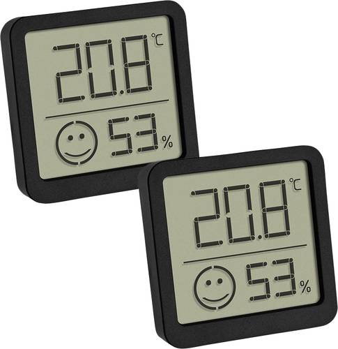 TFA Dostmann 2er Set digitales Thermo-Hygrometer mit Komfortzone Thermo-/Hygrometer Schwarz von TFA Dostmann