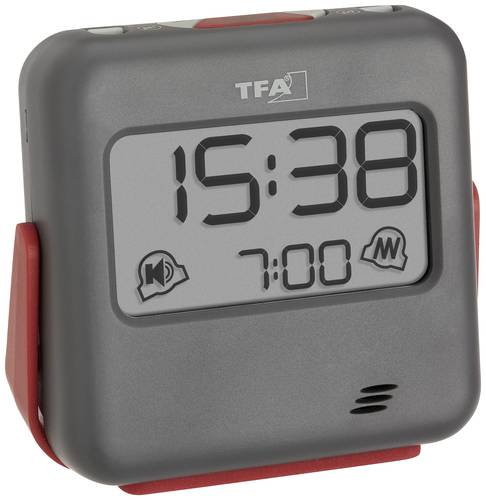 TFA Dostmann 60.2031.10 Quarz Wecker Grau Alarmzeiten 1 Vibrationsalarm, Extra lauter Weckton von TFA Dostmann
