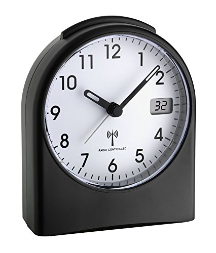 TFA Dostmann 98.1040.01 analoger Funk-Wecker (schwarz mit Batterien) von TFA Dostmann