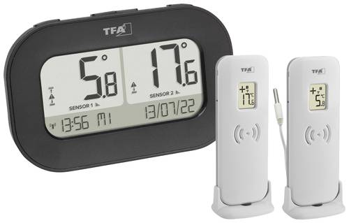 TFA Dostmann DOUBLE-CHECK Funk-Thermometer digital Schwarz von TFA Dostmann