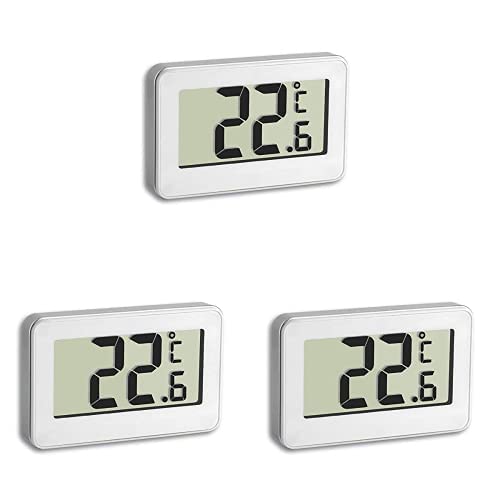 TFA Dostmann Digitales Thermometer, vielseitig einsetzbar, Temperaturmessung im Kühlschrank, gut ablesbar, L 68 x B 25 (14) x H 43 (61) mm, 3er Pack von TFA Dostmann