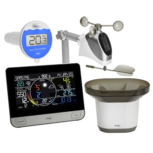 TFA-Dostmann Funk-Wetterstation mit WLAN VIEW PRO TFA 35.8003.01.89 Pool Farbdisplay, Außensensor Wind/Temperatur/Luftfeuchtigkeit, Regenmesser, Luftdruck, App Profi-Wettervorhersage TFA-Dostmann Funk-Wetterstation mit WLAN VIEW PRO TFA 35.8003.01.89 Pool Farbdisplay, Außensensor Wind/Temperatur/Luftfeuchtigkeit, Regenmesser, Luftdruck, App Profi-Wettervorhersage von TFA Dostmann