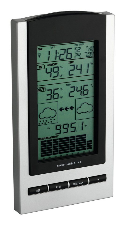 TFA Dostmann Funkwetterstation (Funk-Wetterstation GAIA inkl. Sender, silber/schwarz) von TFA Dostmann