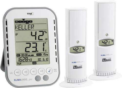 TFA Dostmann KLIMALOGG PRO Starter Set Luftfeuchtemessgerät (Hygrometer) 1% rF 99% rF Raumklima Sta von TFA Dostmann