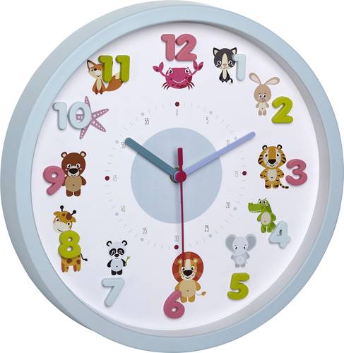 TFA Dostmann Little Animals Quarz Wanduhr 30.9cm x 4.4cm Hellblau von TFA Dostmann