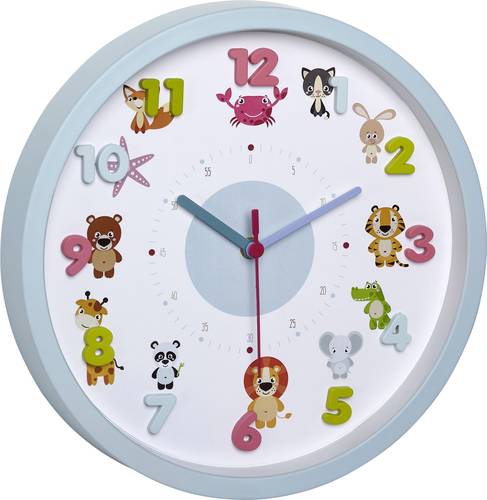 TFA Dostmann Little Animals Quarz Wanduhr 30.9cm x 4.4cm Hellblau von TFA Dostmann