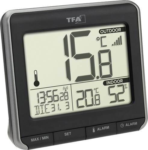 TFA Dostmann PRIO Funk-Thermometer digital Schwarz, Weiß von TFA Dostmann