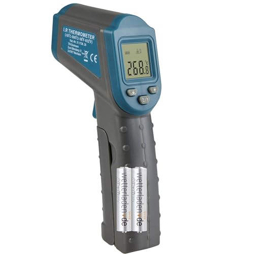 TFA Dostmann Ray Infrarot-Thermometer, 31.1136.20, zum Oberflächentemperatur messen, berührungslos, gemäß HACCP, für Handwerk, Hobby und Haushalt, türkis, L 39 x B 110 x H 144 mm, mit Batterien von TFA Dostmann