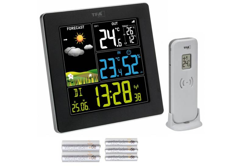 TFA Dostmann TFA 35.1174.01 SUN 2 mit Farbdisplay, Außensender, Funkuhr, Datum Funkwetterstation von TFA Dostmann