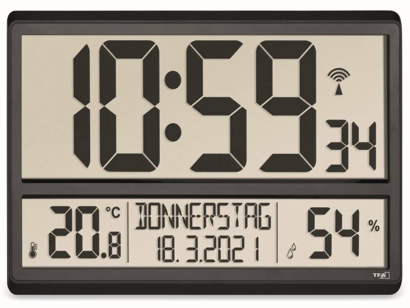 TFA Digitale XL-Funkuhr 60.4520, mit Raumklima von TFA