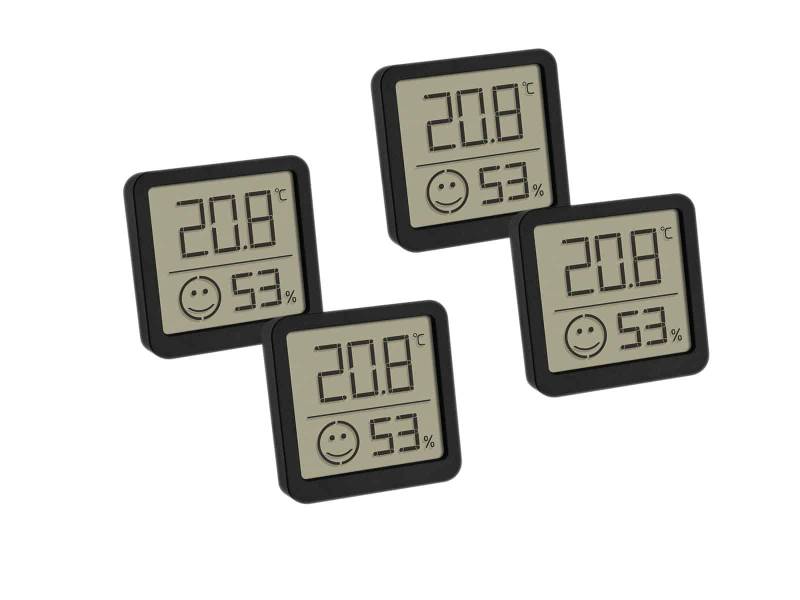 TFA Digitales Thermo-Hygrometer 30.5053.01.02, 4 Stück, schwarz von TFA
