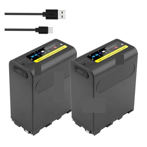 Akku, 12000 MAh NP-F990 NP-F970 F960 F970 Akku Mit LED-Betriebsanzeige, Kompatibel for Sony, for F960 F550 F570 F750 F770 MC1500C 190P(2 Battery) von TFNVYQQZ