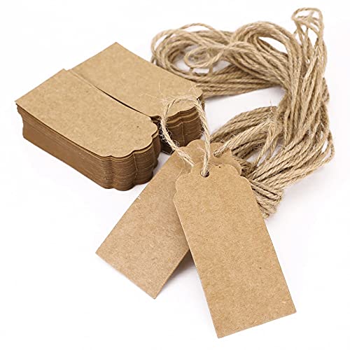 100 Stk Geschenkanhänger Kraftpapier,Geschenk Etiketten,Hochzeit Zettel Vintage Papier Tags,Rechteckige Geschenkanhänger mit Jute Schnur 9 * 4.5CM Braun 100 Stk Geschenkanhänger Kraftpapier,Geschenk Etiketten,Hochzeit Zettel Vintage Papier Tags,Rechteckige Geschenkanhänger mit Jute Schnur 9 * 4.5CM Braun von TFSYLISA