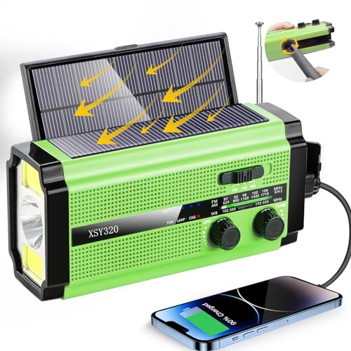 Notfall-Radio 2 übergroße Solar-/Handkurbel/5000 mAh Akku/USB-C-Ladegerät/AAA-Batteriebetriebenes tragbares AM/FM/NOAA-Wetter-Survival-Radio, 3 Modi-Taschenlampe und Leselampe, SOS-Alarm, Notfall-Radio 2 übergroße Solar-/Handkurbel/5000 mAh Akku/USB-C-Ladegerät/AAA-Batteriebetriebenes tragbares AM/FM/NOAA-Wetter-Survival-Radio, 3 Modi-Taschenlampe und Leselampe, SOS-Alarm, von TFTDOUP