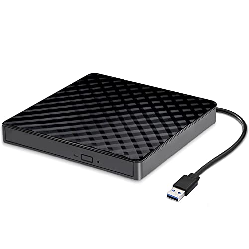 TFUFR External DVD Laufwerk, USB 3.0 CD DVD +/-RW Optical Drive USB C Burner Slim CD/DVD ROM Rewriter Writer Reader Portable for PC Laptop Desktop MacBook Windows 7/8.1/10 Linux IOS von TFUFR