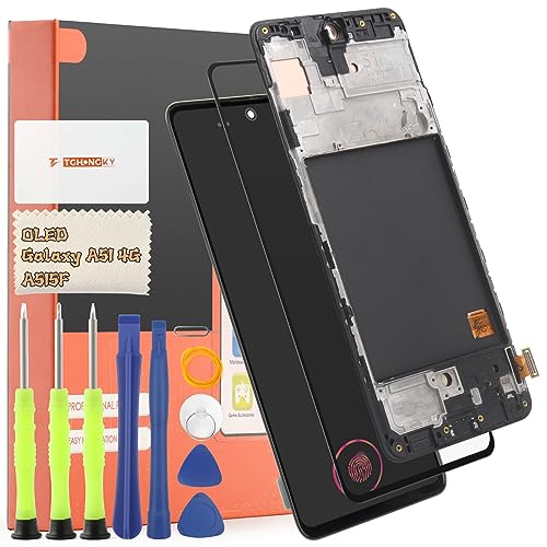 TGHongKy Display für AMOLED Samsung Galaxy A51 Bildschirm Ersatz Galaxy A51 A515F LCD Ersatz Sensor Glas Touchscreen-Digitalisierer Panel Assembly mit Reparaturwerkzeug - [Schwarz mit Rahmen] von TGHongKy