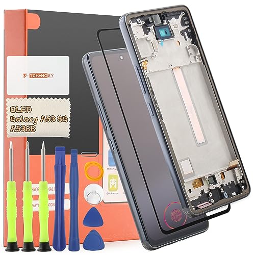 TGHongKy Display für OLED Samsung Galaxy A53 5G A536B Bildschirm Ersatz Galaxy A53 5G LCD Ersatz Sensor Glas Touchscreen-Digitalisierer Panel Assembly mit Reparaturwerkzeug - [Schwarz mit Rahmen] von TGHongKy