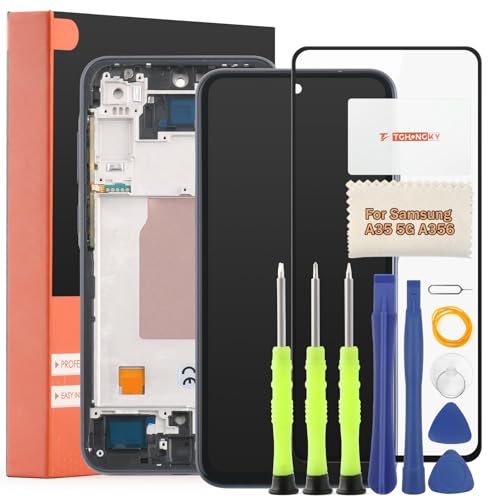 TGHongKy Display für Samsung Galaxy A35 5G Bildschirm Ersatz für Samsung Galaxy A35 5G SM-A356B LCD Ersatz Sensor Glas Touchscreen-Digitalisierer Panel Assembly mit Reparaturwerkzeug - [Schwarz mit Ra von TGHongKy