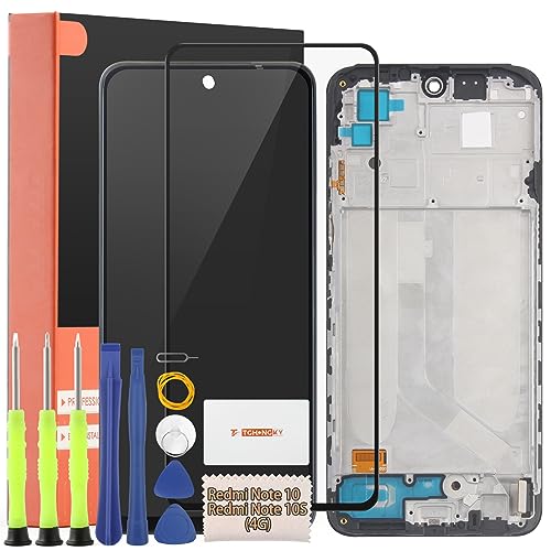 TGHongKy Display für Xiaomi Redmi Note 10 4G Bildschirm Ersatz für Redmi Note 10S LCD Ersatz Sensor Glas Touchscreen-Digitalisierer Panel Assembly mit Reparaturwerkzeug - [Schwarz mit Rahmen] von TGHongKy