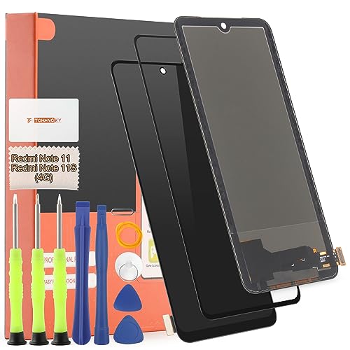 TGHongKy Display für Xiaomi Redmi Note 11S 4G Bildschirm Ersatz für Redmi Note 11 LCD Ersatz Sensor Glas Touchscreen-Digitalisierer Panel Assembly mit Reparaturwerkzeug - [Schwarz] von TGHongKy