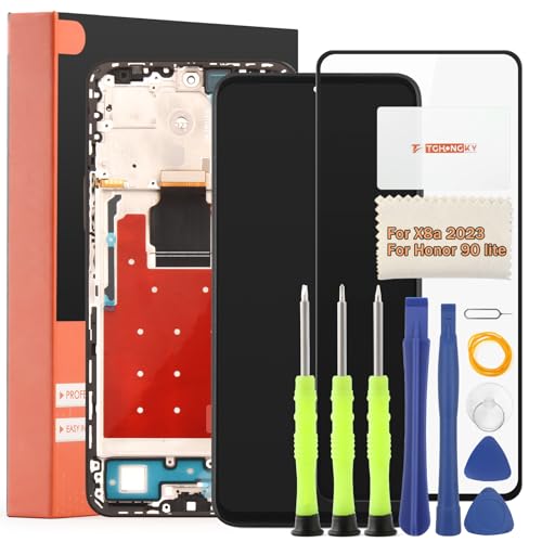 TGHongKy LCD Display für Honor X8a 2023 Bildschirm Ersatz für Honor 90 lite Touchscreen Digitalisierer Sensor Glas Reparaturset - [Schwarz mit Rahmen] von TGHongKy