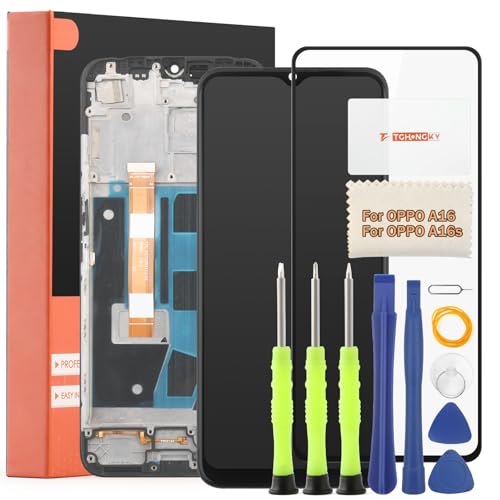 TGHongKy LCD Display für Oppo A16 Bildschirm Ersatz für Oppo A16s Touchscreen Digitalisierer Sensor Glas Reparaturset - [Schwarz mit Rahmen] von TGHongKy
