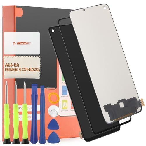 TGHongKy LCD Display für Oppo RENO5 Z CPH2211 Bildschirm Ersatz für Oppo A94 5G Touchscreen Digitalisierer Sensor Glas Reparaturset - [Schwarz] von TGHongKy