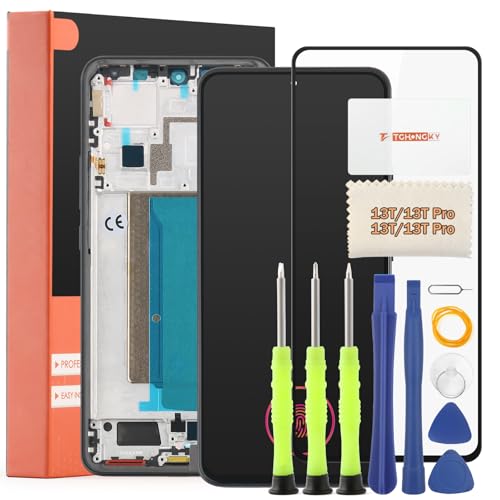 TGHongKy OLED LCD Display für Xiaomi 13T Bildschirm Ersatz für Xiaomi 13T Pro Touchscreen Digitalisierer Sensor Glas Reparaturset - [Schwarz mit Rahmen] von TGHongKy