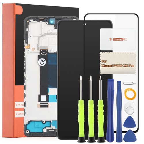 TGHongKy LCD Display für Xiaomi Poco X5 Pro 5G Bildschirm Ersatz für Xiaomi Poco X5 Pro 5G 22101320G 22101320I Touchscreen Digitalisierer Sensor Glas Reparaturset - [Schwarz mit Rahmen] von TGHongKy