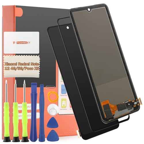 TGHongKy LCD Display für Xiaomi Redmi Note 12 4G 5G Bildschirm Ersatz für Xiaomi Poco X5 Touchscreen Digitalisierer Sensor Glas Reparaturset - [Schwarz] von TGHongKy
