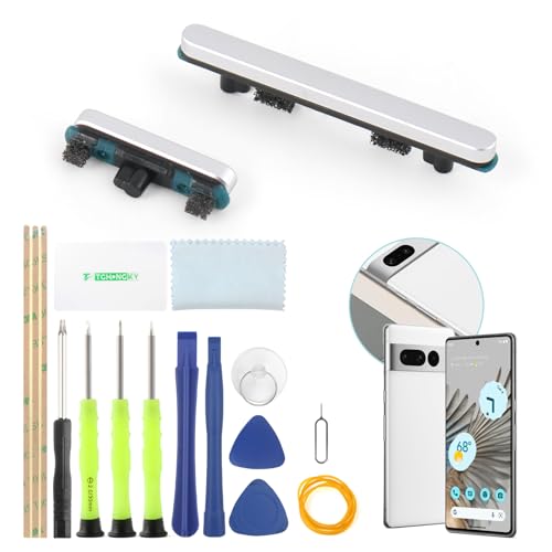 TGHongKy Power-Taste Lautstärkeregler für Google Pixel 7 Pro EIN-/Aus-Taste + Lautstärketaste Ersatzteile für Pixel 7 Pro Seitentasten-Ersatz-Set Mit Werkzeugen (Silber) von TGHongKy