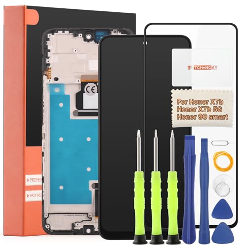 TGHongKy für Honor X7b/X7b 5G Display für Honor 90 Smart LCD Ersatzbildschirm ErsatzPanel Touch Digital Komplette Assembly mit Werkzeug-Kit - [Schwarz mit Rahmen] von TGHongKy