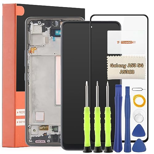 TGHongKy für Samsung Galaxy A53 5G A536B Display für Samsung Galaxy A53 5G LCD Ersatzbildschirm ErsatzPanel Touch Digital Komplette Assembly mit Werkzeug-Kit - [Schwarz mit Rahmen] von TGHongKy