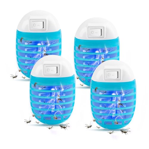 Mückenlampe, TGKYK 4 Stück Insektenvernichter Elektrisch, LED-Ultraviolett Fliegenfalle Elektrisch, Ungiftig Anti Mücken Stecker für Haus, Küche, Schlafzimmer, Garten (Hellblau) von TGKYK