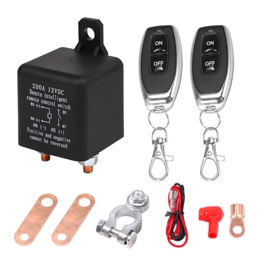 TGKYK Batterietrennschalter 12V mit Fernbedienung, Funkschalter 12V/200A, Batterie Trennschalter Auto, Funkschalter Set mit Fernbedienung, Kill Switch für Auto, RV, Boot, Jacht, Wohnwagen von TGKYK