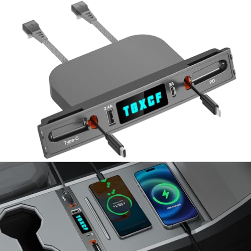 TGXCF USB-Autoladegerät 2024 Modell Y Modell 3 Zubehör, 27 W Schnellladung, multifunktionaler USB-Hub für Tesla 2021 2022 2023, mit einziehbarem Kabel, Konsolenadapter TGXCF USB-Autoladegerät 2024 Modell Y Modell 3 Zubehör, 27 W Schnellladung, multifunktionaler USB-Hub für Tesla 2021 2022 2023, mit einziehbarem Kabel, Konsolenadapter von TGXCF