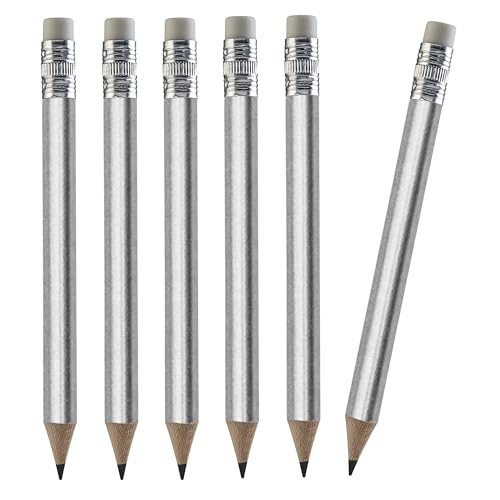 TH Golf Golf-Bleistifte, 100 Stück, 10,2 cm, Mini-Halbstifte mit Radiergummi, geschärftes Holz, Mini-rund, für Schulen, Hochzeit, Kleinkinder, Zuhause, Unternehmen, mehrere Farben (Silber) von TH Golf