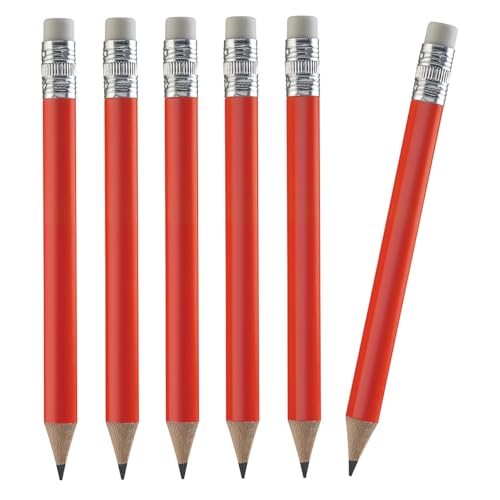 TH Golf Golf-Bleistifte, 100 Stück, 10,2 cm, Mini-Halbstifte mit Radiergummi, geschärftes Holz, Mini-rund, für Schulen, Hochzeit, Kleinkinder, Zuhause, Unternehmen, mehrere Farben (rot) von TH Golf