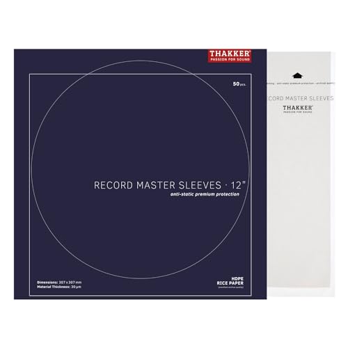 THAKKER Record Master Sleeves - 50 antistatische Innenhüllen | Reispapier-Futter | Premium-Schutz für 12 Zoll Schallplatten, LPs & Maxis | Archivhüllen in Sammlerqualität THAKKER Record Master Sleeves - 50 antistatische Innenhüllen | Reispapier-Futter | Premium-Schutz für 12 Zoll Schallplatten, LPs & Maxis | Archivhüllen in Sammlerqualität von THAKKER
