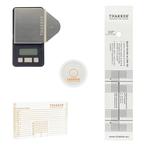 THAKKER Set 03 - Justier- und Einstellungsset mit digitaler Tonarmwaage, Azimuth, Libelle und Überhangschablone für Plattenspieler von THAKKER