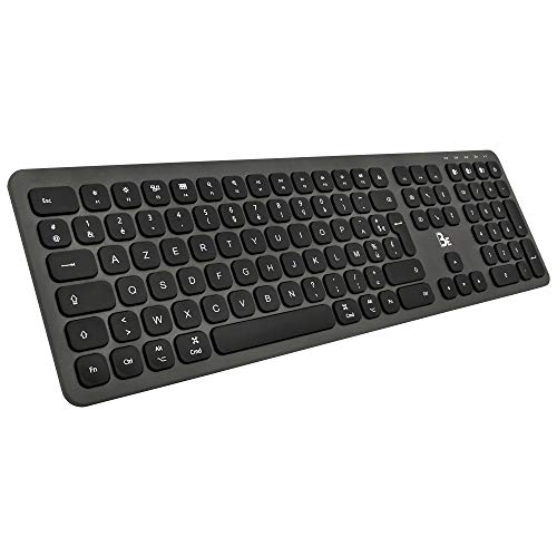 BlueElement Keyboard – Bluetooth-Tastatur, kabellos, wiederaufladbar, ultradünnes Design, aus Aluminium, leise, Laufzeit 90 Stunden, für Mac & iPad – AZERTY-Layout (schwarz) von THE G-LAB