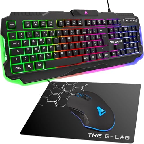 THE G-LAB - Combo Helium - Gaming Tastatur und Maus Set,tastatur gaming beleuchtete mit Mauspad, Gaming Packet QWERTZ layout & Ergonomische RGB Gamer-Mouse,PC PS4 PS5 Xbox One & X THE G-LAB - Combo Helium - Gaming Tastatur und Maus Set,tastatur gaming beleuchtete mit Mauspad, Gaming Packet QWERTZ layout & Ergonomische RGB Gamer-Mouse,PC PS4 PS5 Xbox One & X von THE G-LAB