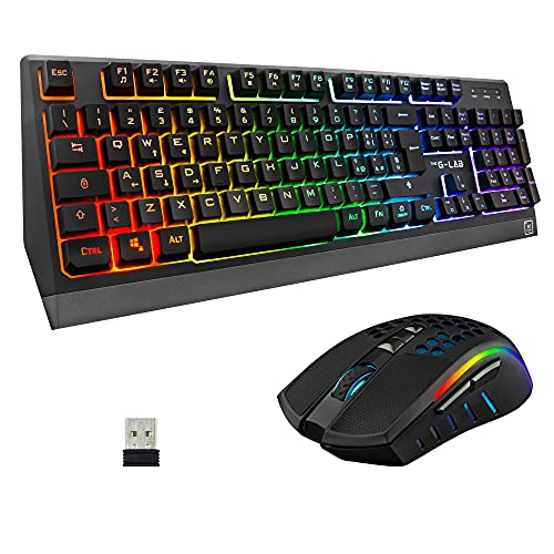 THE G-LAB Combo Tungsten - Kabellose Gaming-Tastatur mit Hintergrundbeleuchtung - Italienisch + 2400 DPI Maus für PC/PS4/PS5/Xbox One/Xbox X-Serie X/S von THE G-LAB