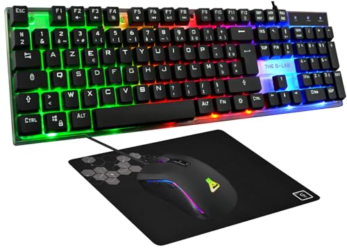 THE G-LAB - Combo Yttrium – Gaming-Set Azerty RGB, Gaming-Tastatur mit 105 Tasten und 19 Anti-Ghosting-Tasten – Gaming-Maus 2400 DPI – Gaming-Mauspad – PC PS4 PS5 2024 von THE G-LAB