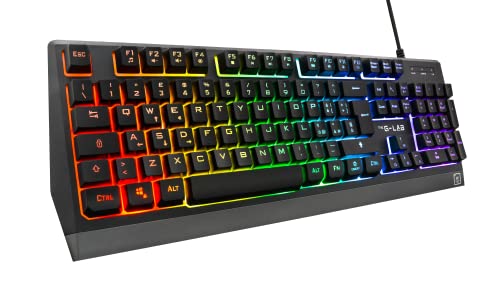THE G-LAB Keyz Tungsten W – Gaming-Tastatur USB QWERTY – Gaming-Tastatur, 15 programmierbare Makros, 12 Multimedia-Tastenkombinationen – beleuchtete Gaming-Tastatur für PC, PS4, PS5, Xbox One von THE G-LAB