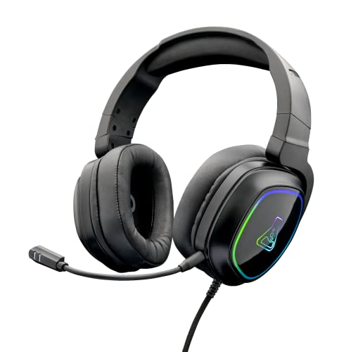 THE G-LAB - Korp Radium Gaming Headset mit abnehmbarem Mikrofon, Gaming Kopfhörer mit LED Licht, Gaming Kopfhörer mit Kabel Stereo Sound Bass 3.5mm, Kompatibel mit PS4/PS5/Xbox/Switch/PC von THE G-LAB