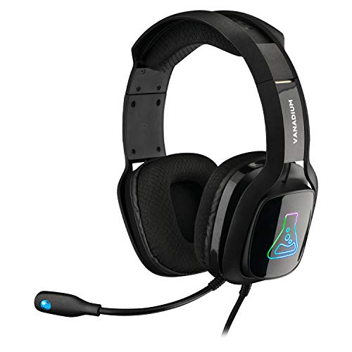 THE G-LAB Korp Vanadium Gaming Headset - Stereo Mikrofon, Ultraleicht, Ultra Bass Stereo Headset - 3,5 mm Klinke für PC/PS4/PS5/Xbox One/Nintendo Switch/Mac/Tablet/Smartphone (Schwarz) von THE G-LAB