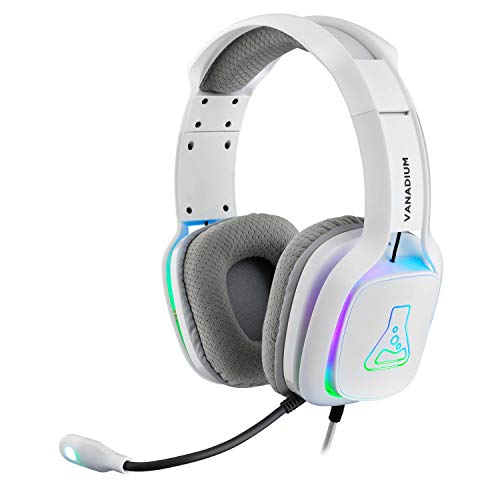 THE G-LAB Korp Vanadium Gaming Headset - Stereo Mikrofon, Ultraleicht, Ultra Bass Stereo Headset - 3,5 mm Klinke für PC/PS4/PS5/Xbox One/Nintendo Switch/Mac/Tablet/Smartphone (Weiß) von THE G-LAB