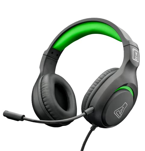 THE G-LAB Korp Yttrium Gaming-Headset für PC, PS4, PS5, Xbox, Switch, Gaming-Headset mit Mikrofon, faltbar, Mikrofon, Stereo, Gamer-Headset, Starke Bass-Mikrofon, 3,5 mm Klinkenstecker (Grün) von THE G-LAB